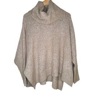 Kaisley Oversized Women's Small Cowl Neck Hi Lo/ Slit Hem Knit Wool Sweater